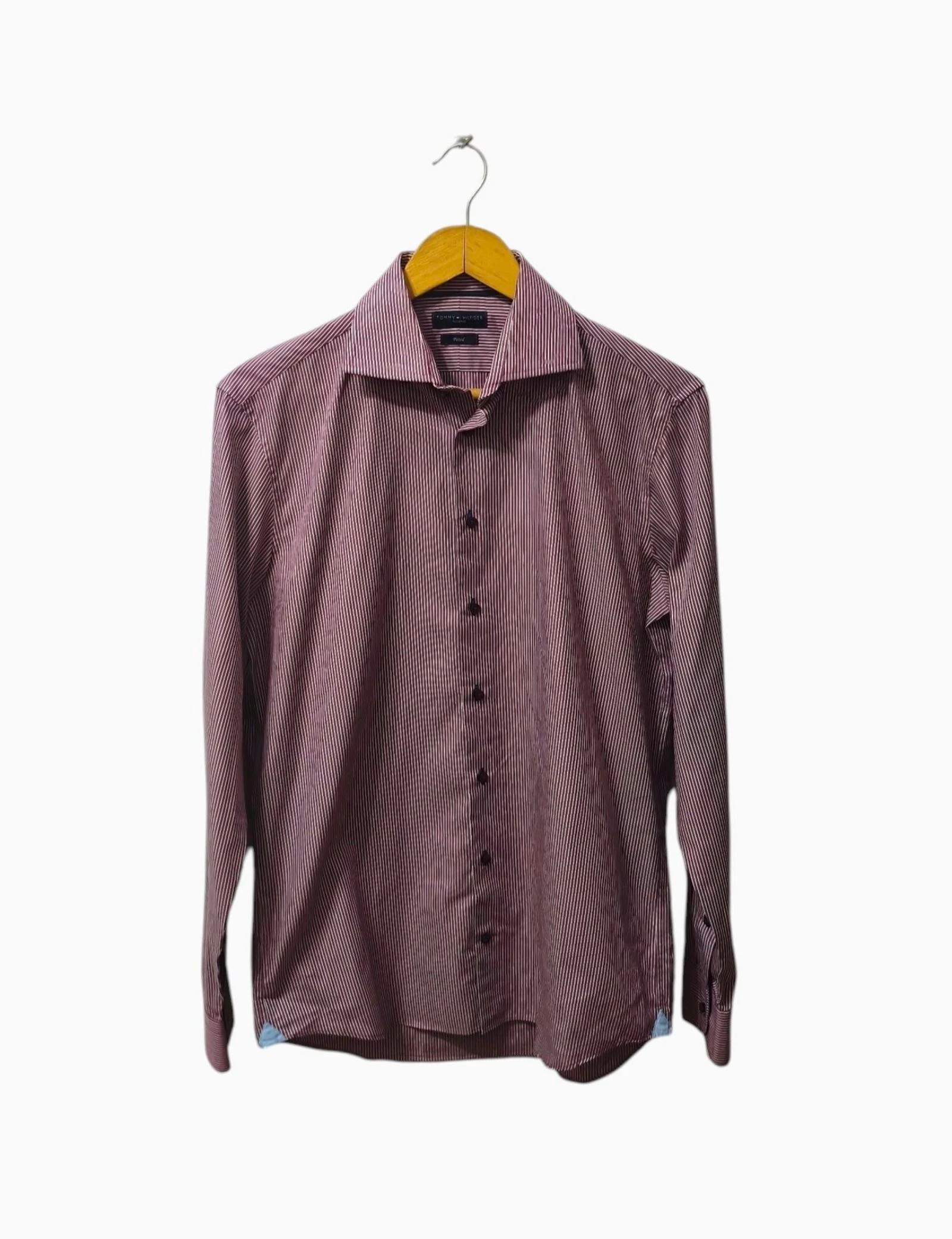 Camisa de rayas fitted lila y blanco Tommy Hilfiger hombre Talla 39